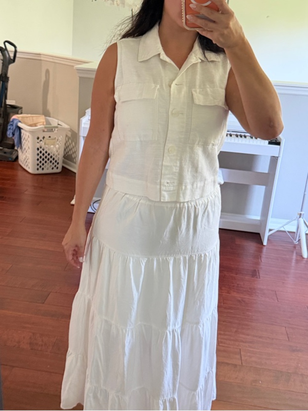 Zara White Tiered Maxi Skirt